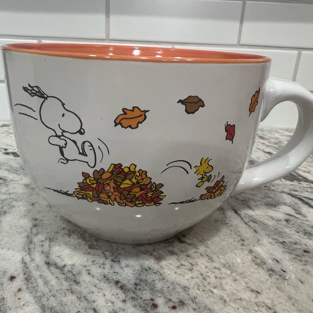 Peanuts Happiness is a Pile of Leaves Snoopy & Woodstock 24 Oz
